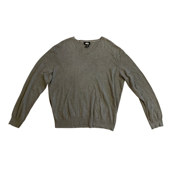 Calvin Klein Mens Gray V Neck Sweater Long Sleeve Cotton Modal Size L Preppy - Picture 1 of 7